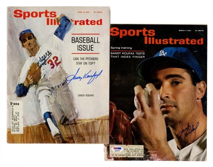 (2) Sandy Koufax Signed Sports Illustrated Magazines 